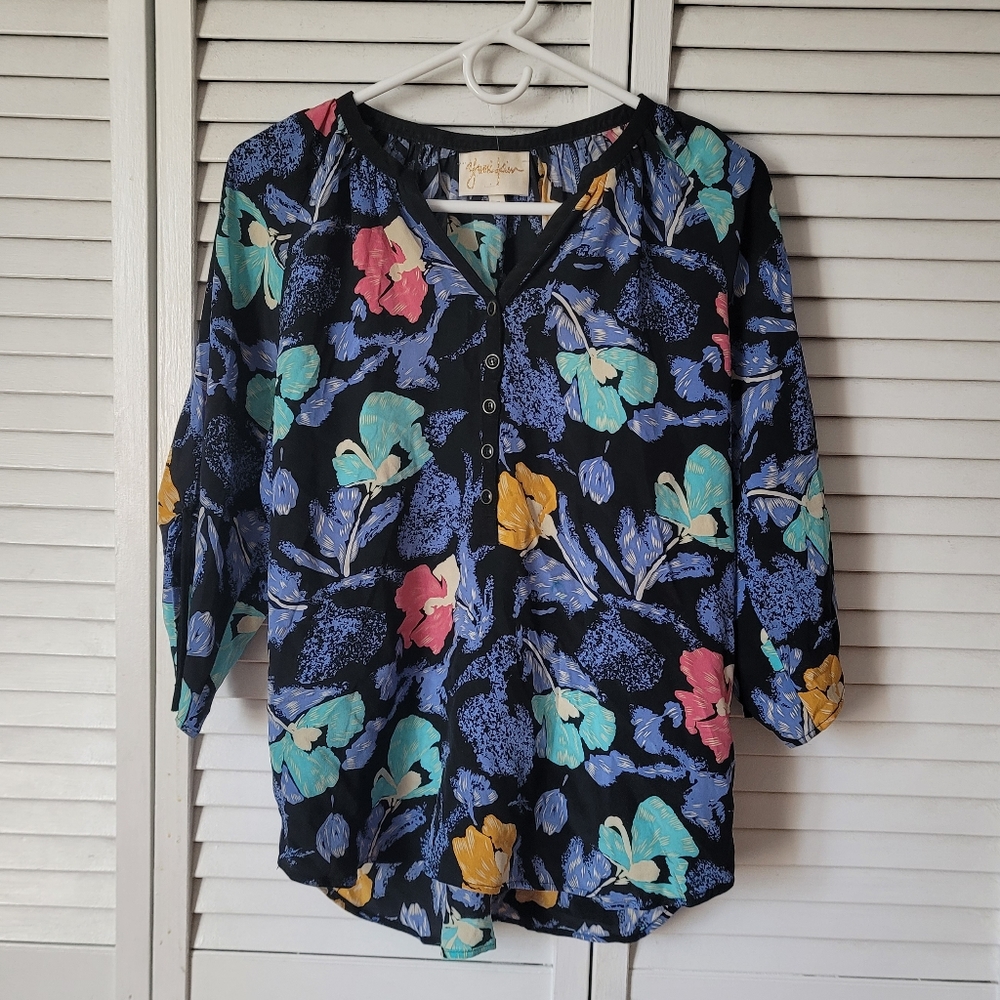 YUMI KIM Silk Floral Blouse, Size S
